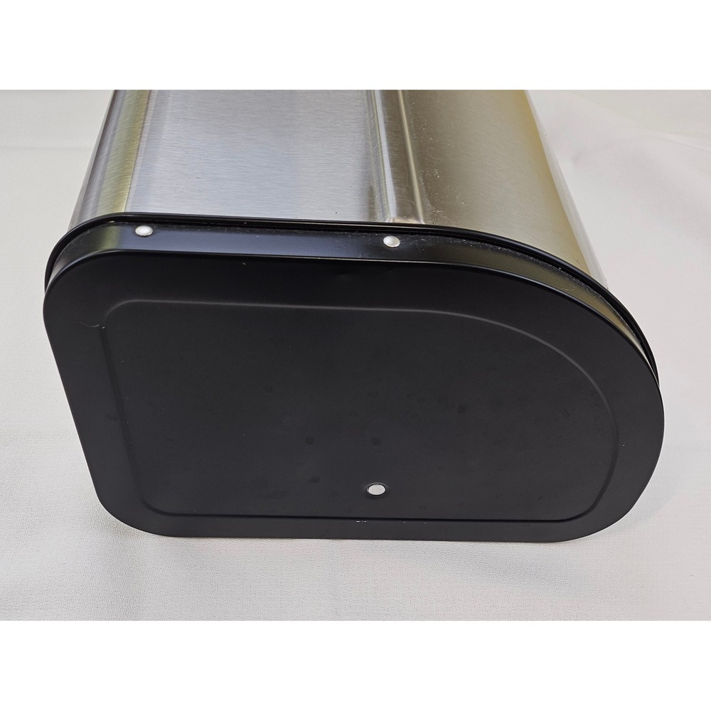 Brabantia Roll Top Bread Box Brushed Stainless Steel Black Kitchen Storage Bin - Picture 8 of 13